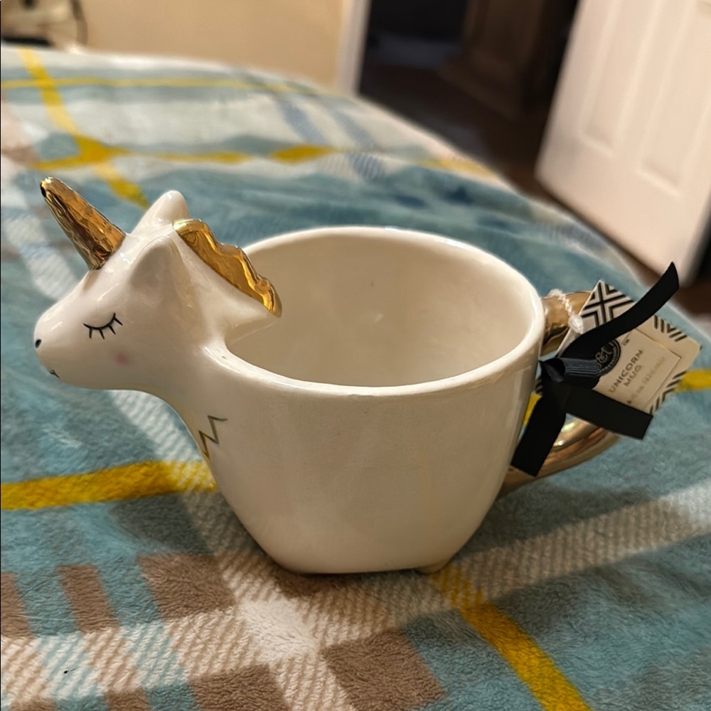Gold and Cream Unicorn Mug
